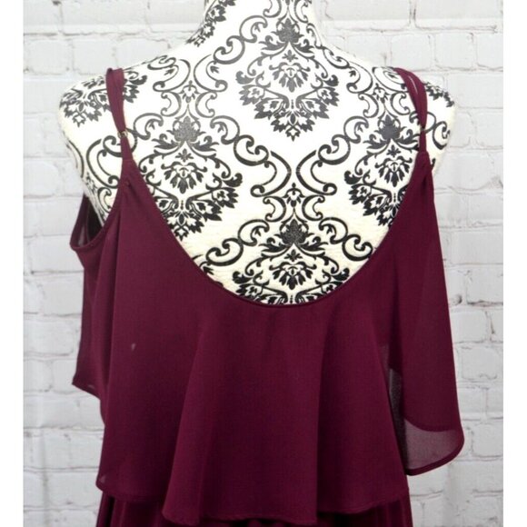 SHOW ME YOUR MUMU Women's Caitlin Ruffle Maxi Dress SIZE‎ MEDIUM Burgundy - Picture 6 of 7